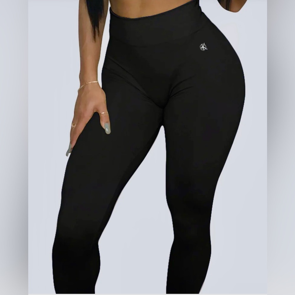 Black High Waisted Workout Leggings Small Squat Proof 7/8 Gym Activewear